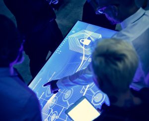 Negocios globales del futuro con visualización de datos